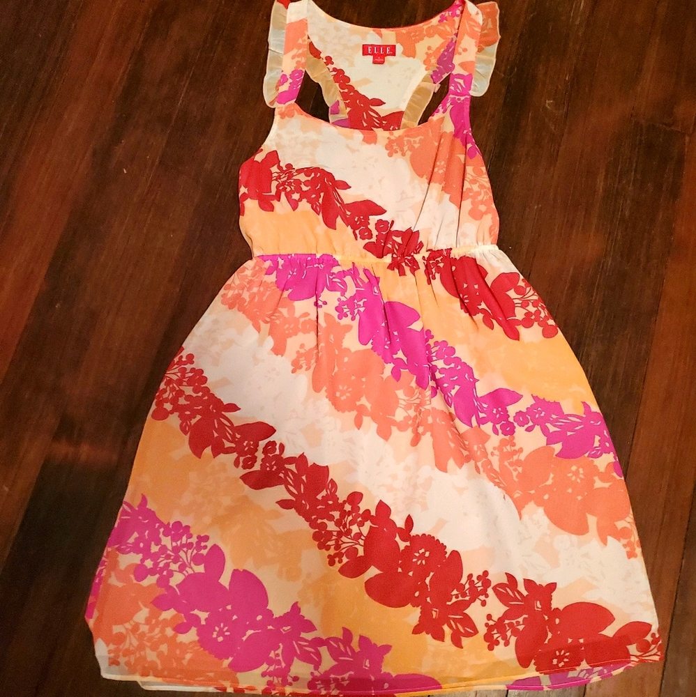 ELLE t-back ruffle empire dress